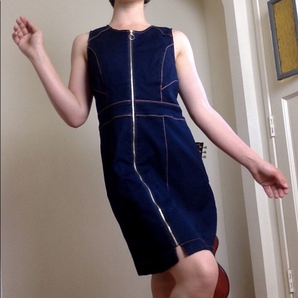 Mod Denim & Leatherette Dress
